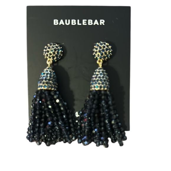 BaubleBar Navy Blue and Gold Tassel Earrings New - Picture 1 of 2